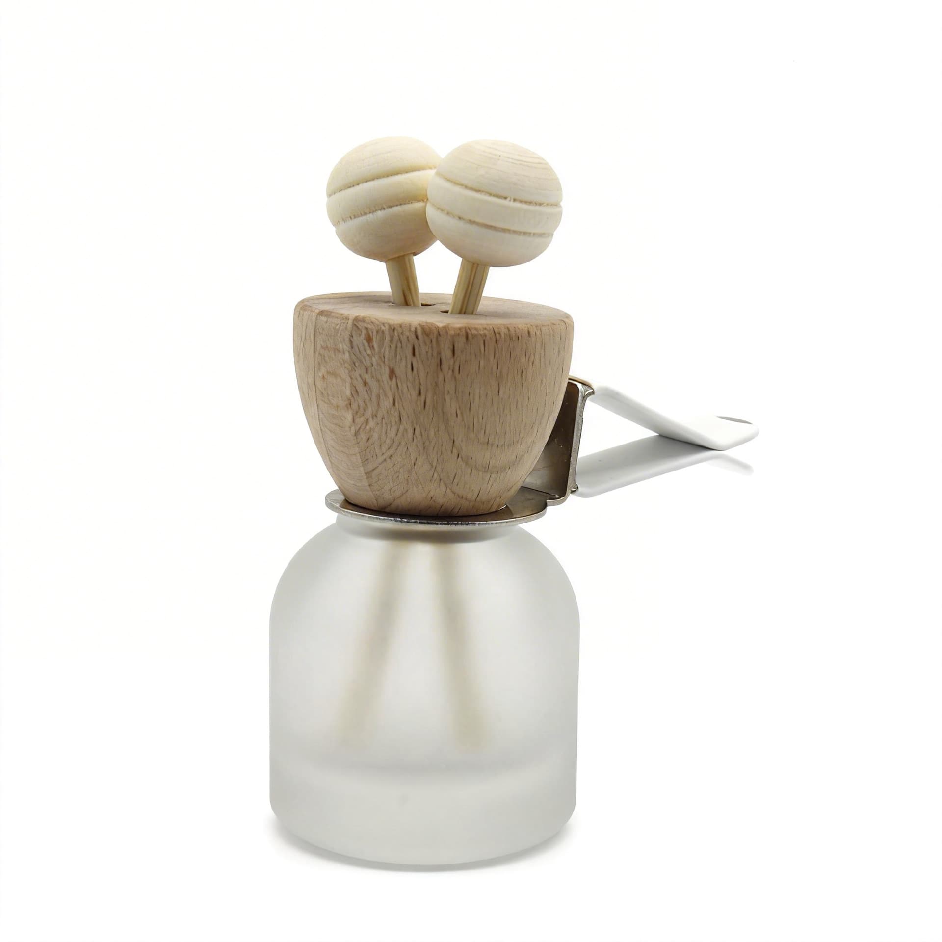 Nordic Style Car Vent Clip Dual-Hole Wooden Perfume Holder Aromatherapy Diffuser Bottle with Essential Oil OEM in Stock