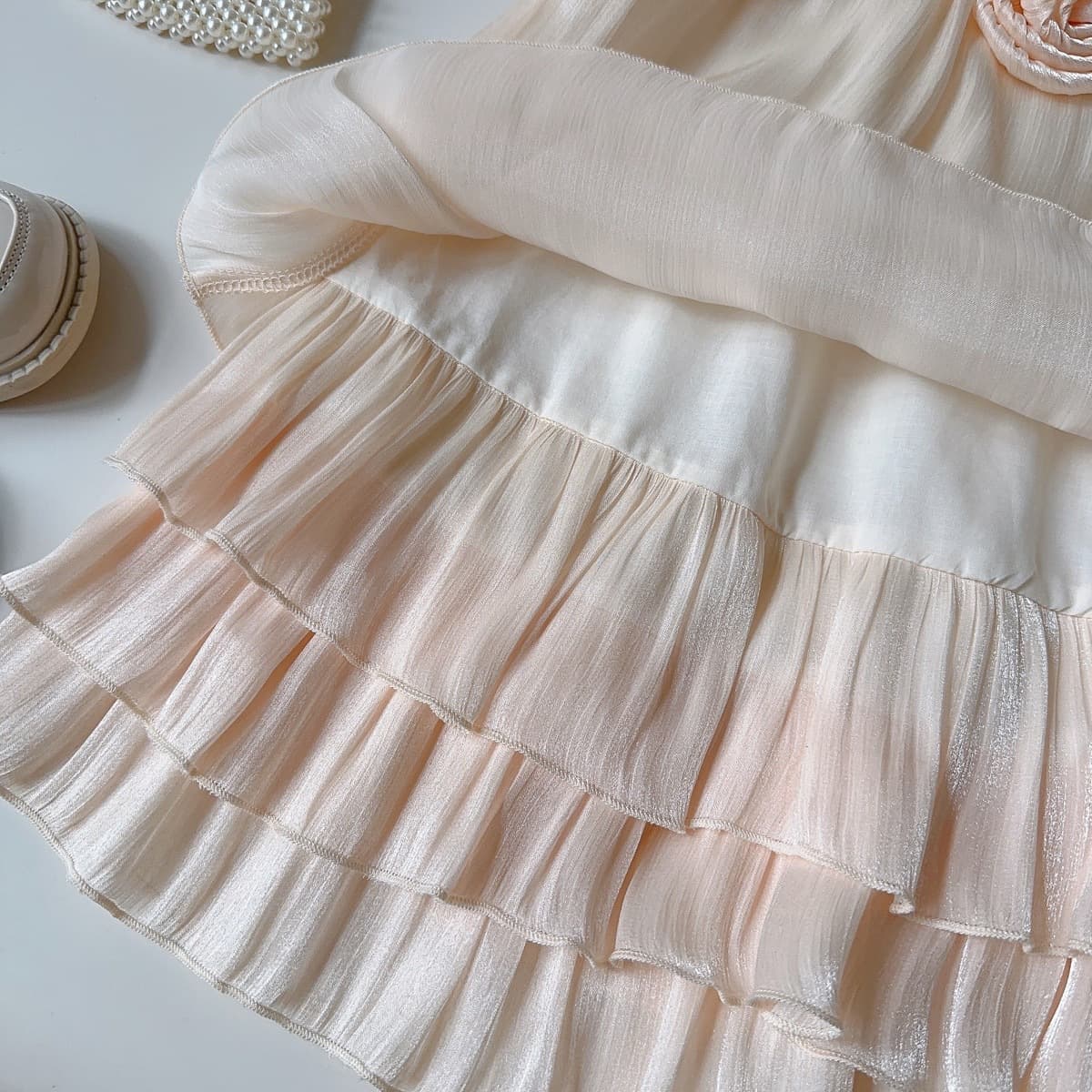 Girls' Summer Dress 2026 Ruffled 3D Flower Princess Dress Baby Birthday Dress Foreign Trade Dropshipping