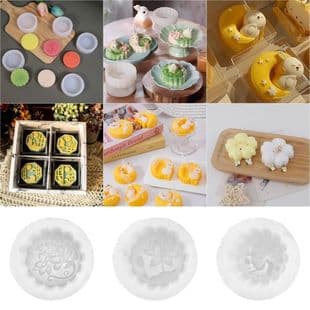 Flower Rabbit Mooncake Mold Pudding Mousse Baking Aromatherapy Candle Handmade Soap Silicone Mold