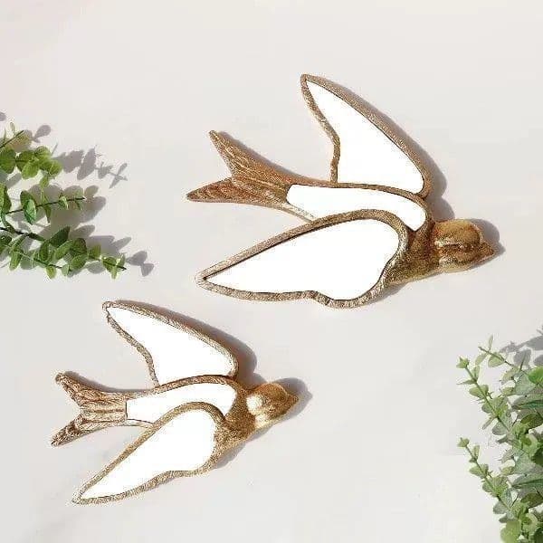 New Retro Weathered Resin Dragonfly Ornament, Creative Living Room Flying Goose Background Wall Decorative Hanging Piece Combination Set