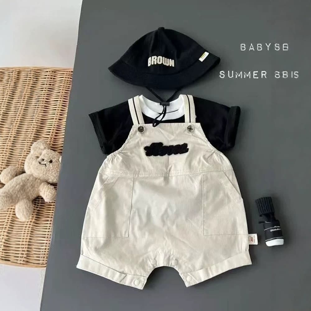 Infant Summer Clothes Boys Summer Short Sleeve T-Shirt and Suspender Shorts Set Thin Korean Style Outfit Two-Piece Set