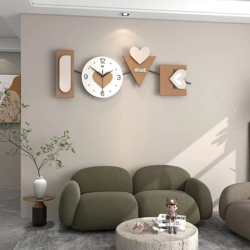 Cream-Colored Living Room Clock, High-End Modern Minimalist Home Decorative Clock, Wall-Mounted Oversized Sofa Background Wall Clock