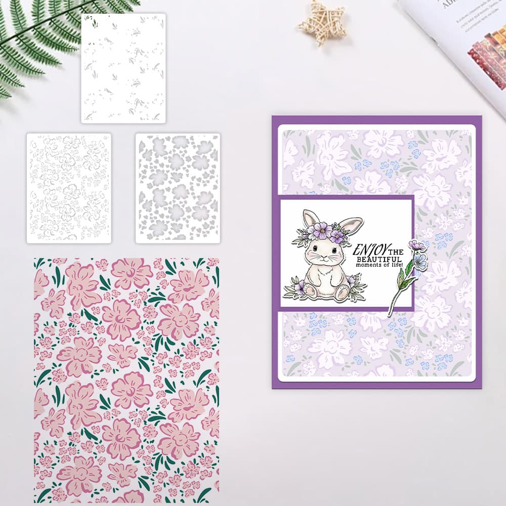 YX-PKC344-M Flower Template for Journal Decoration, Spray Painting, Paper Craft, Pattern Drawing, Hollow Stencil Printing Board Wholesale