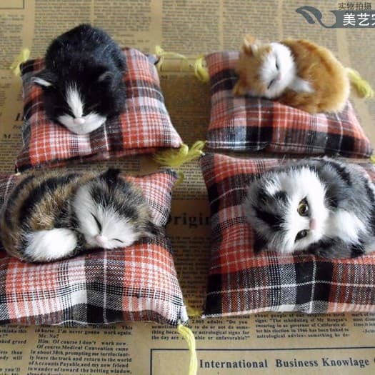 Simulated Cat Set of Four/Five Artificial Animal Tabby Cat Mat Feline Cross-border Product Black Cat Napping Kitten