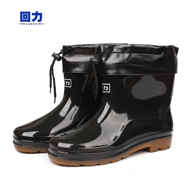 In-stock supply of Warrior rain boots 557 men's short-top fleece-lined overshoes, PVC low-top labor protection kitchen water shoes wholesale.
