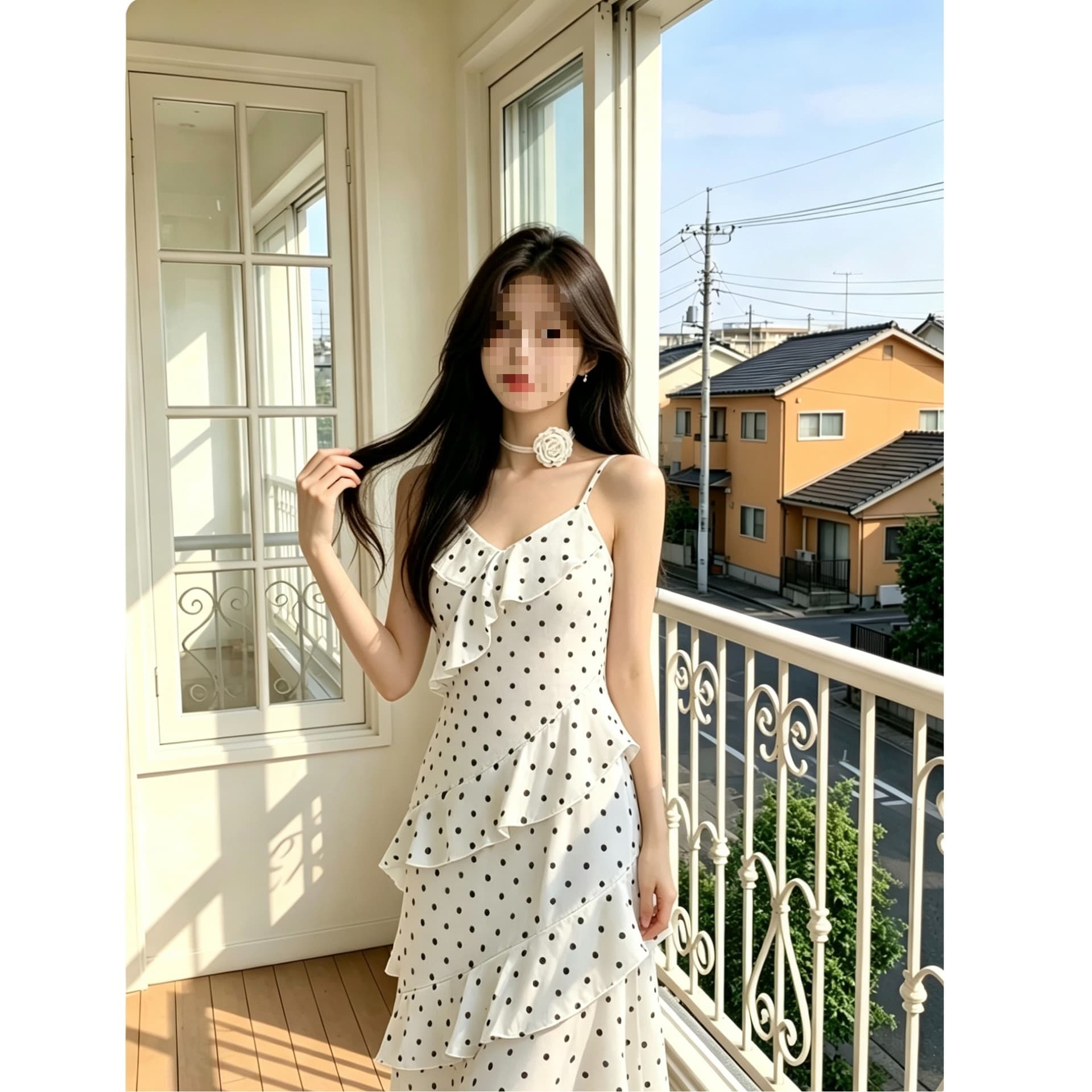 Pure desire trend suspender dress for women summer new style waist slimming French style beautiful ruffled long skirt