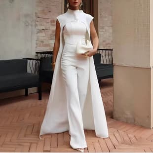 Cross-Border New Women's Sleeveless Fashion Long Wide-Leg Pantsuit, Wearable for Daily and Formal Occasions