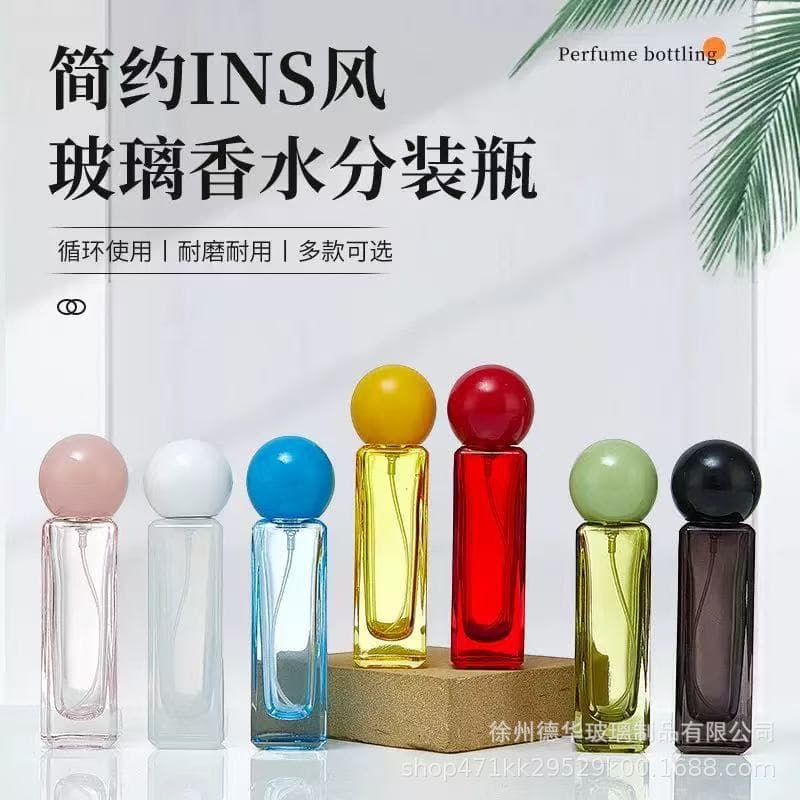 Manufacturer wholesale multi-color rectangular glass perfume bottle 30ml portable refill bottle push-type perfume refill spray bottle