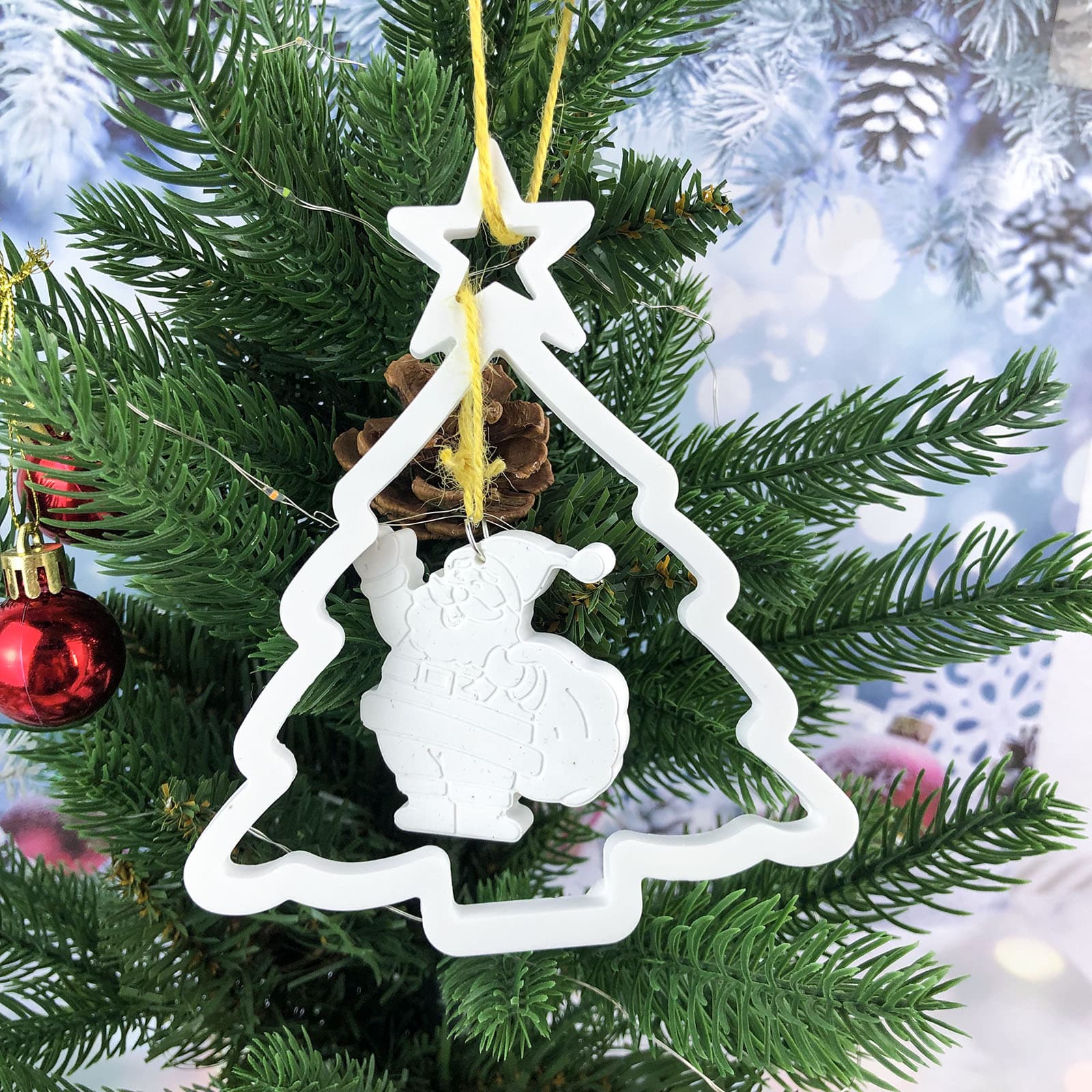 X0345+X0103 Easter Christmas Tree Hanging Ring + Christmas Series Ornament Decoration Mold, Wall Hanging DIY Silicone