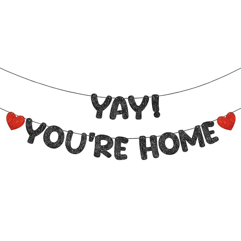 Yay You're Home Glitter Banner for Women Men Back to School Military Return Welcome Home Party Decorations