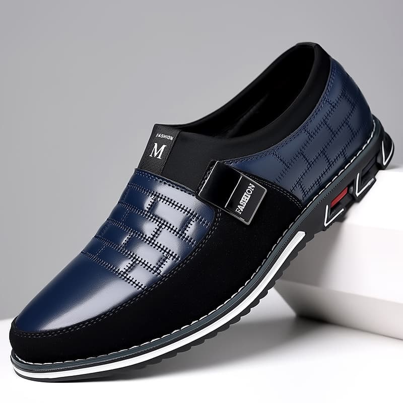 HPIOPL Spring Men's Casual Leather Shoes Cross-border 4015 Spring Large Size Men's Leather Loafers Slip-on Mens Shoes