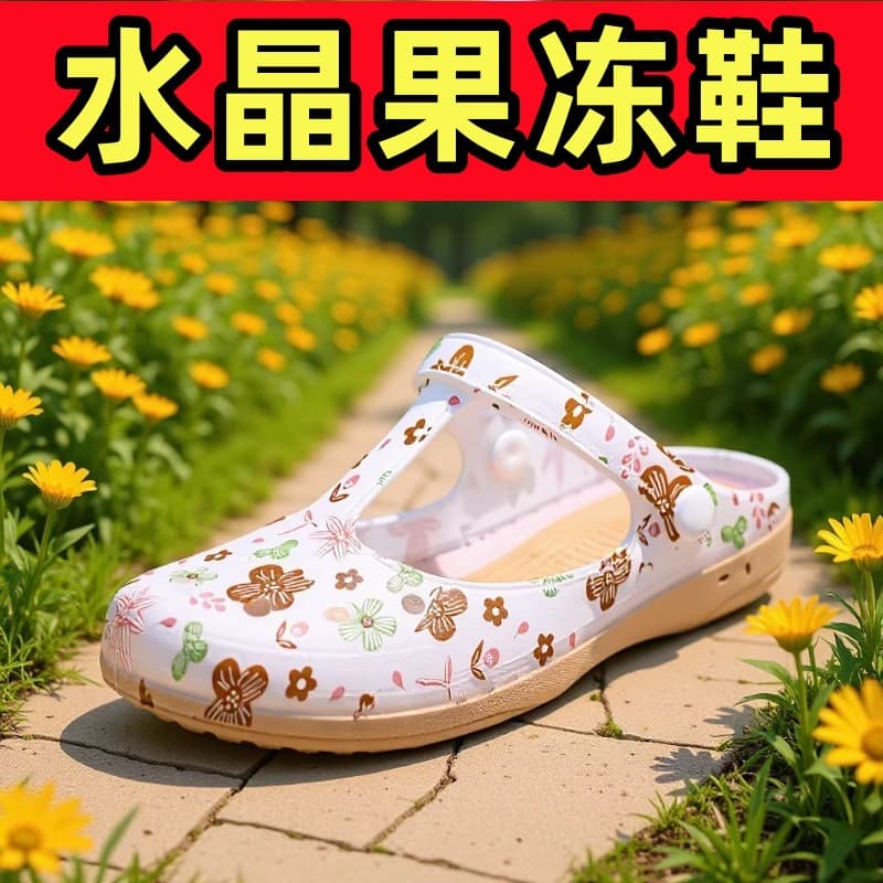 2026 New Summer Printed Jelly Clog Sandals, Non-Slip Beach Shoes, Casual Sandals for Women