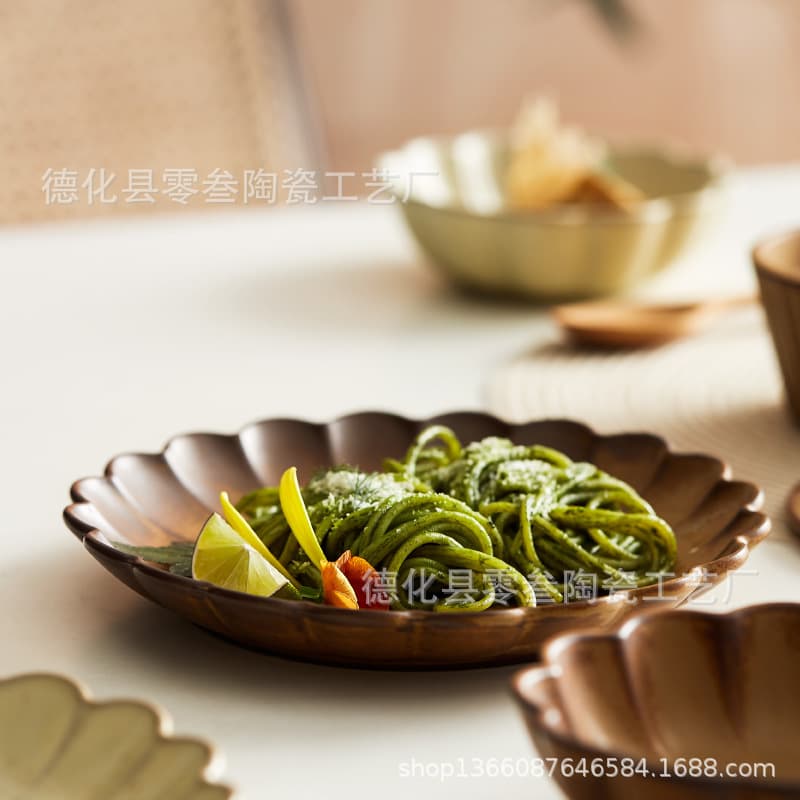 Export Rustic Pottery Japanese Vintage Breakfast Plate Home Dinner Plate Western Food Plate Breakfast Plate Dessert Plate