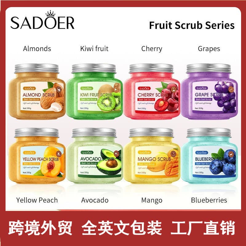 All-English SADOER Fruit Exfoliating & Purifying Body Scrub for Cross-border Wholesale