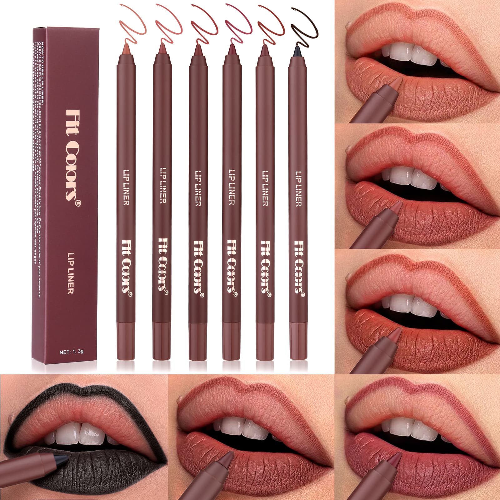 Cross-border FIT COLORS Lip Liner Pencil Matte Non-stick Waterproof Long-lasting Lip Liner