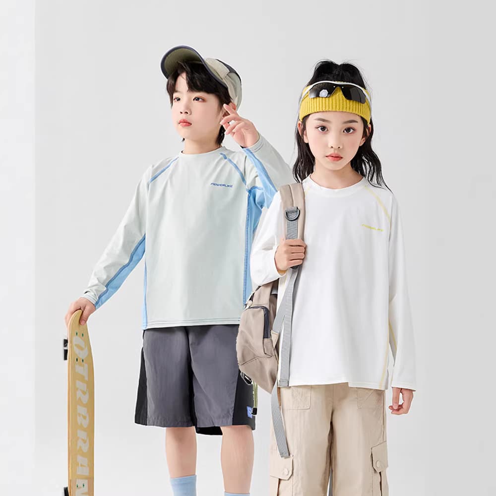 Children's Quick-Dry Shirt Long Sleeve T-Shirt for Boys Teens Badminton Sportswear Sun Protection Summer