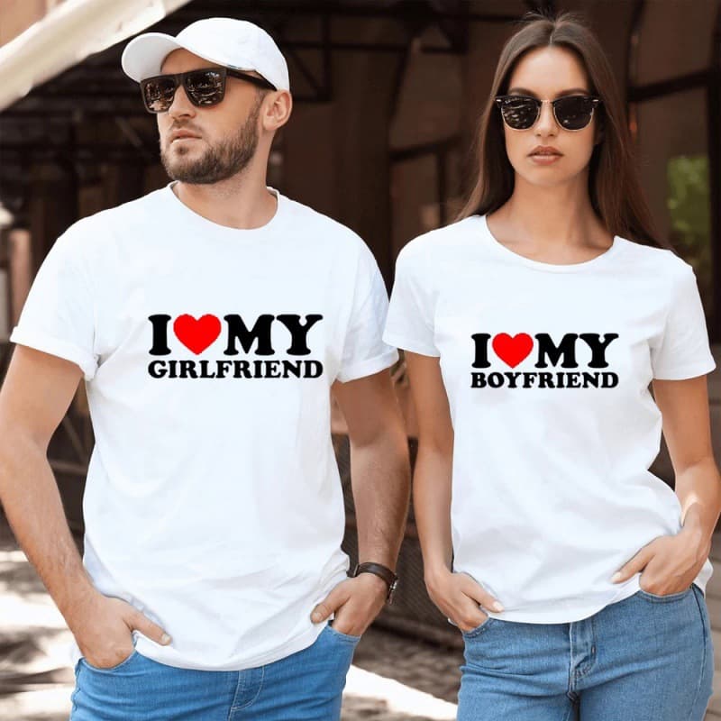 Cross-border Foreign Trade T-shirts AliExpress Amazon 2025 I Love Men and Women Friends Short Sleeve Wish Trending In Stock Generation