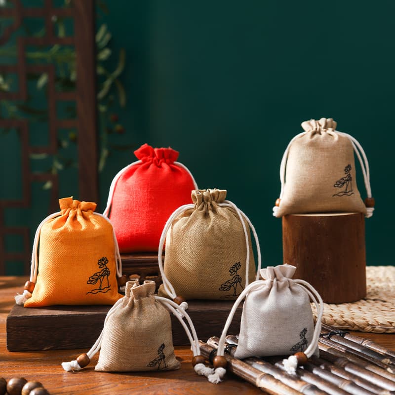 Sachet Pouch Empty Bag, Herbal Powder Leak-Proof, Dried Flowers, Linen Cotton Drawstring Coin Purse, Aromatic
