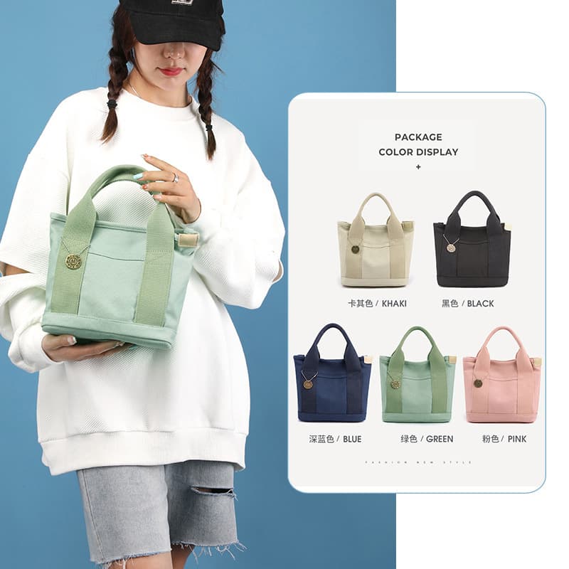 Japanese Style Canvas Handbag Bento Mommy Bag Simple Lunch Box Bag Convenient Storage Small Gift