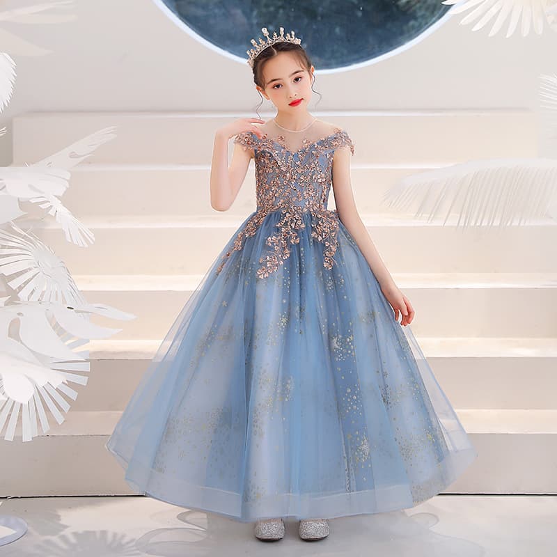 Children's Princess Dress, Girls' Evening Gown, Kids' Host Walk Show Stage Performance Flower Girl Wedding Piano Performance Outfit