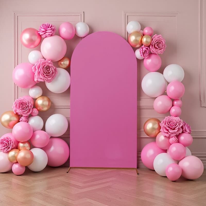 Manufacturer supplies dedicated wedding decorations, birthday party full-coverage U-shaped polyester elastic backdrops, and archway covers.