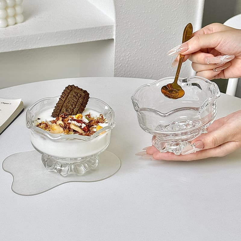 [whole piece wholesale] petal dessert cup creative niche ins household glass small fresh tableware ice cream cup