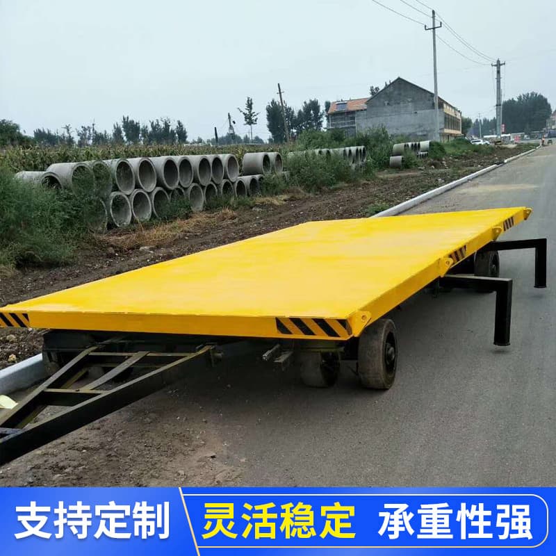 Towed Flatbed Trailer Heavy-Duty Cargo Transport Cart Four-Wheel Steering Utility Cart Towed Flatbed Trailer