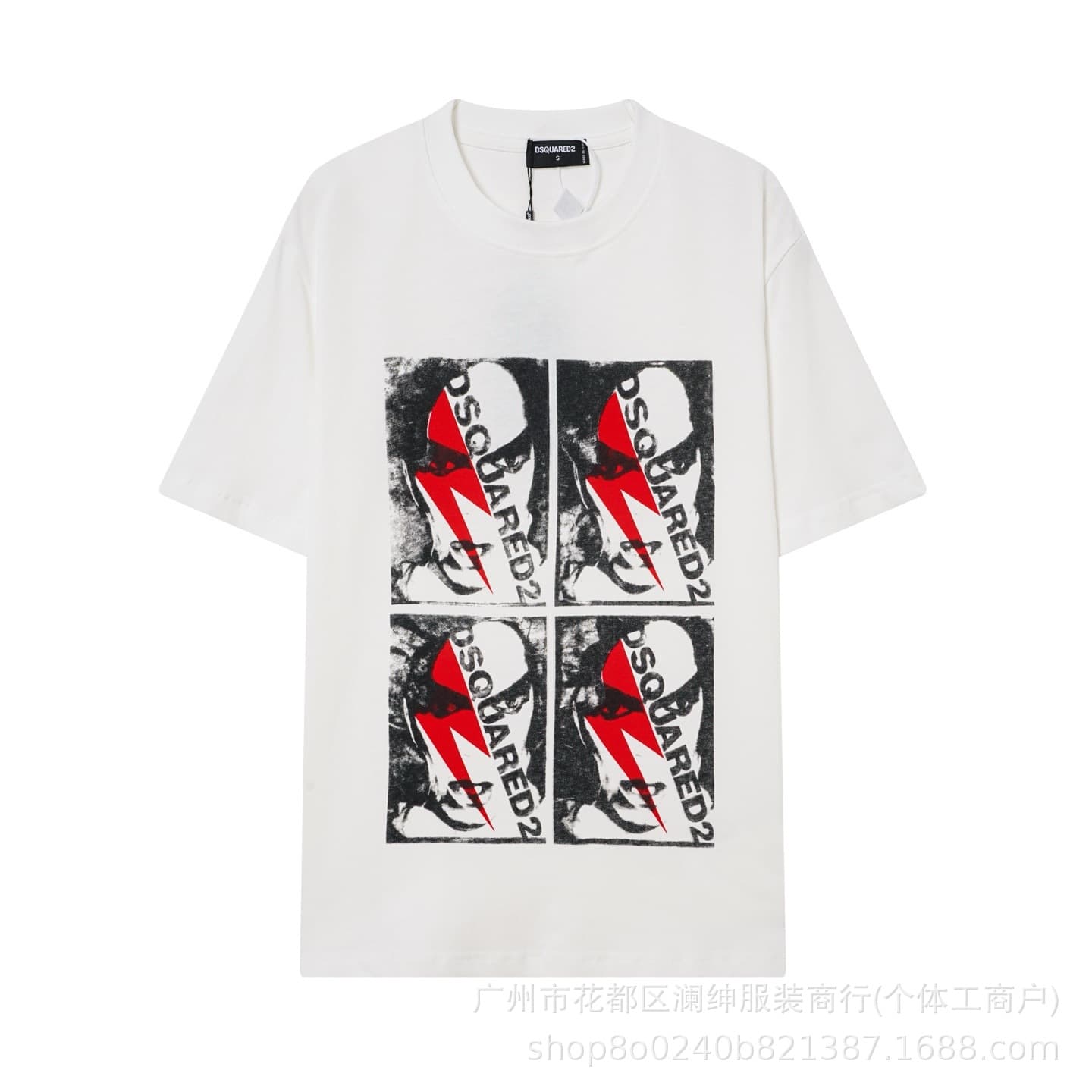 2026 European and American trendy brand DSQUARED2 printed short-sleeve men's high-street style loose crew neck T-shirt
