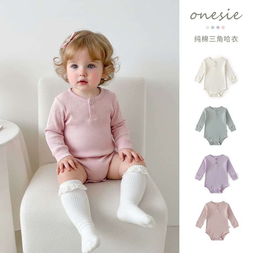 Baby Onesie Long Sleeve Spring Autumn Newborn Infant Clothing Triangle Bodysuit Sleepwear Crawl Suit