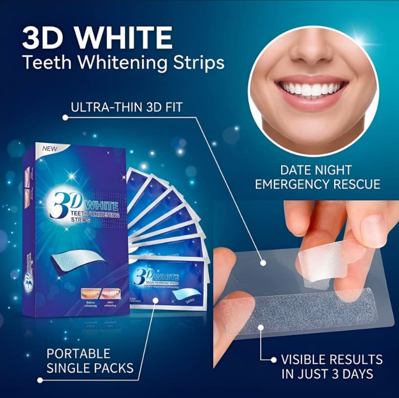 Gentle Formula Quick Whitening 3D Cross-border Whitening Strips, Home Convenient Whitening Strips Fresh Breath Long-lasting Fragrance