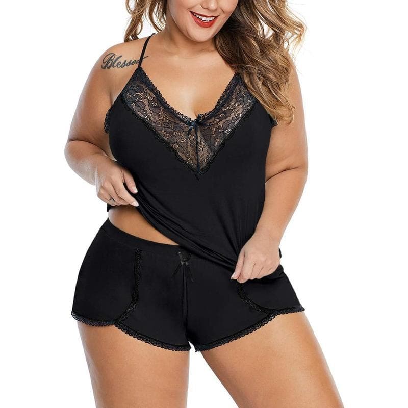L 52816 Lace Trim Loungewear Set