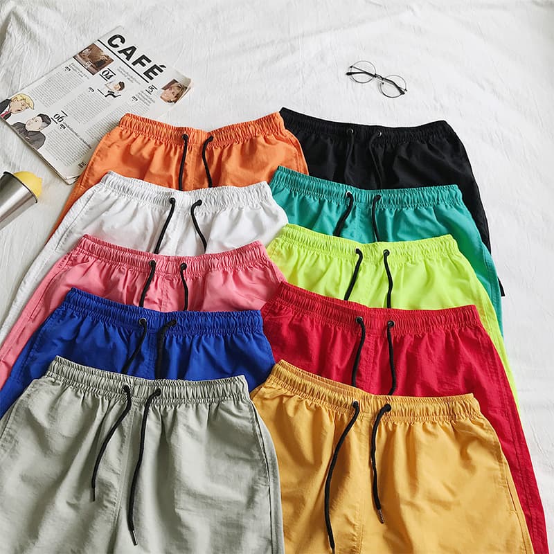 2024 Summer Men's Casual Shorts, Candy Color Five-Point Shorts, Men's Export Sports Loose Quick-Dry Thin Beach Shorts