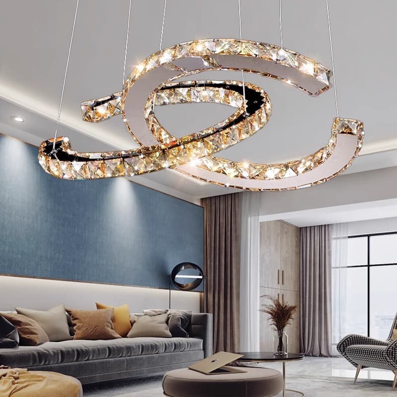 Cross-border Supply 110V Tuya Dual C Crystal Chandelier Restaurant Bar Pendant Light Modern Home Pendant Light
