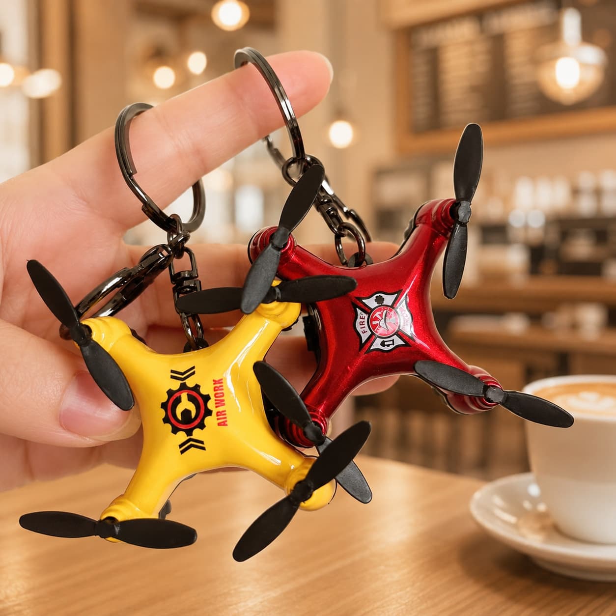 Cartoon mini small drone series keychain creative internet celebrity children's schoolbag small pendant grabbing machine small gift