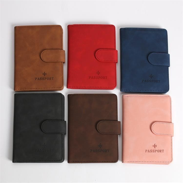 Cross-border Travel RFID Passport Wallet Factory PU Skin-feel Strap Multi-function Document Card Holder Wallet Custom Logo Wholesale