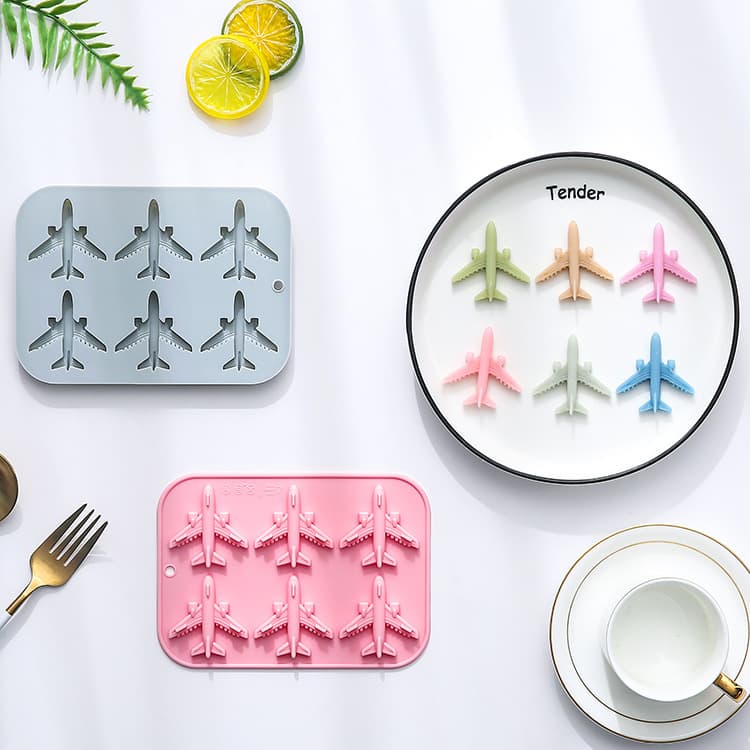 In Stock 6-Cavity Airplane Shape Silicone Mold Baking Tool Gummy Chocolate Mold Dessert Epoxy Resin Cake Mold