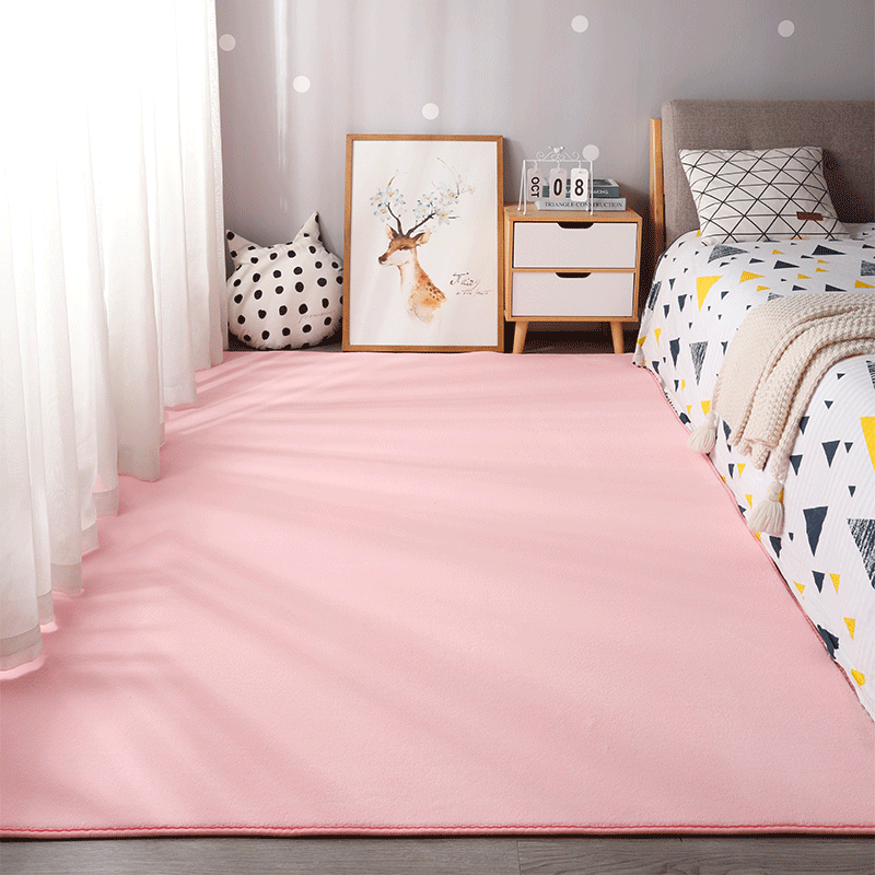 Short Coral Fleece Carpet Bedroom Bedside Full Coverage Living Room Tatami Tea Table Mat Balcony Window Seat Pad Polyester Fiber Square Rug