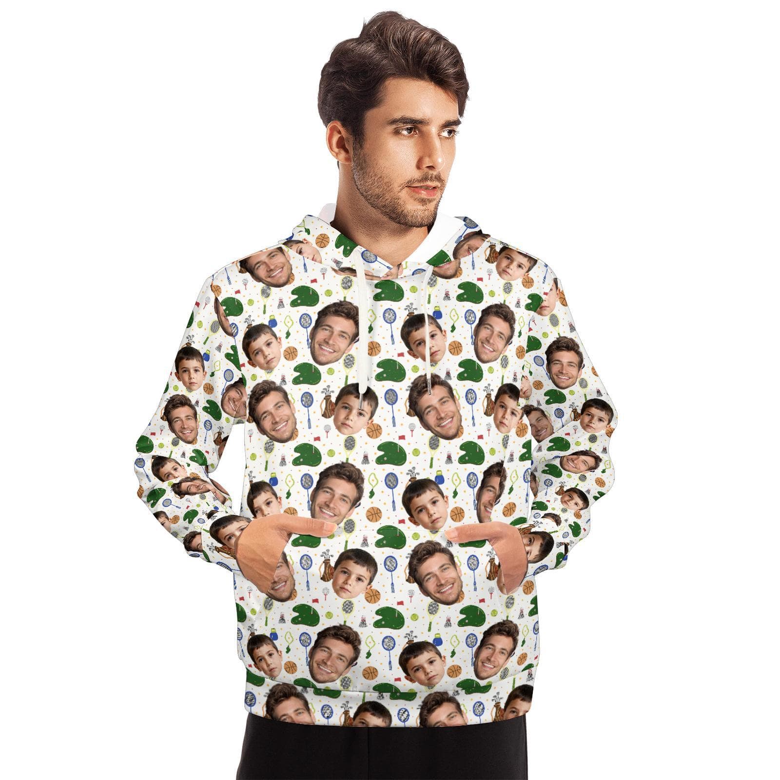 Etsy Amazon Personalized DIY Hoodie with Hat Portrait 3D Digital Print Sublimation Men's European and American Style