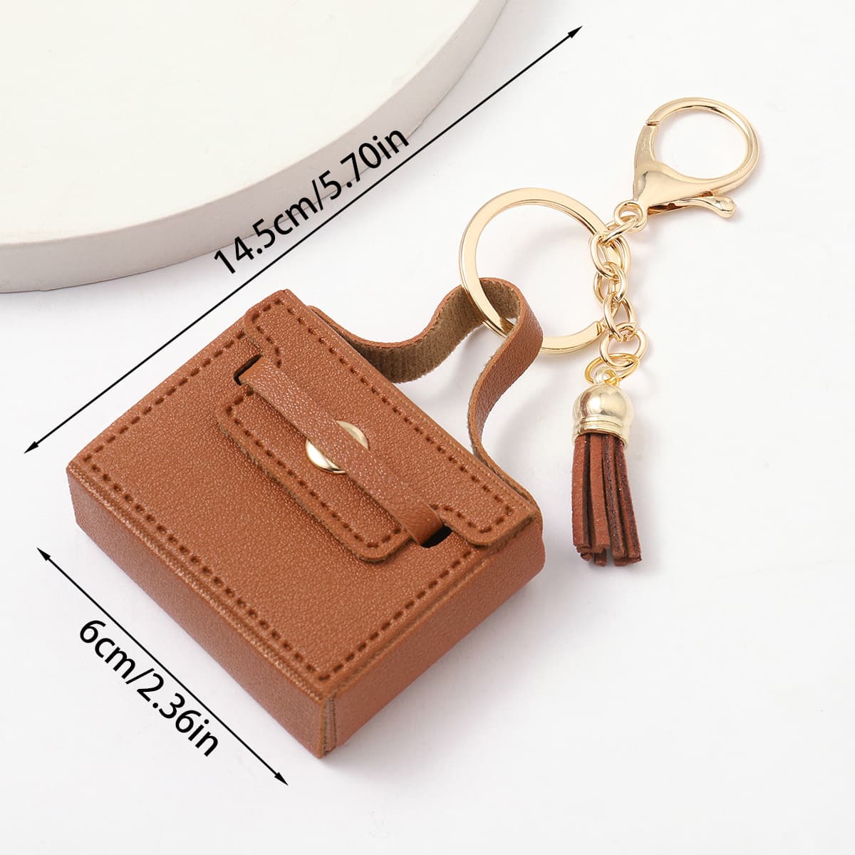 Ruiguo Leather Key Case, Convenient to Carry, Earphone Case, Coin Purse, Keychain Pendant, Small Items Card Holder, Zipper Storage