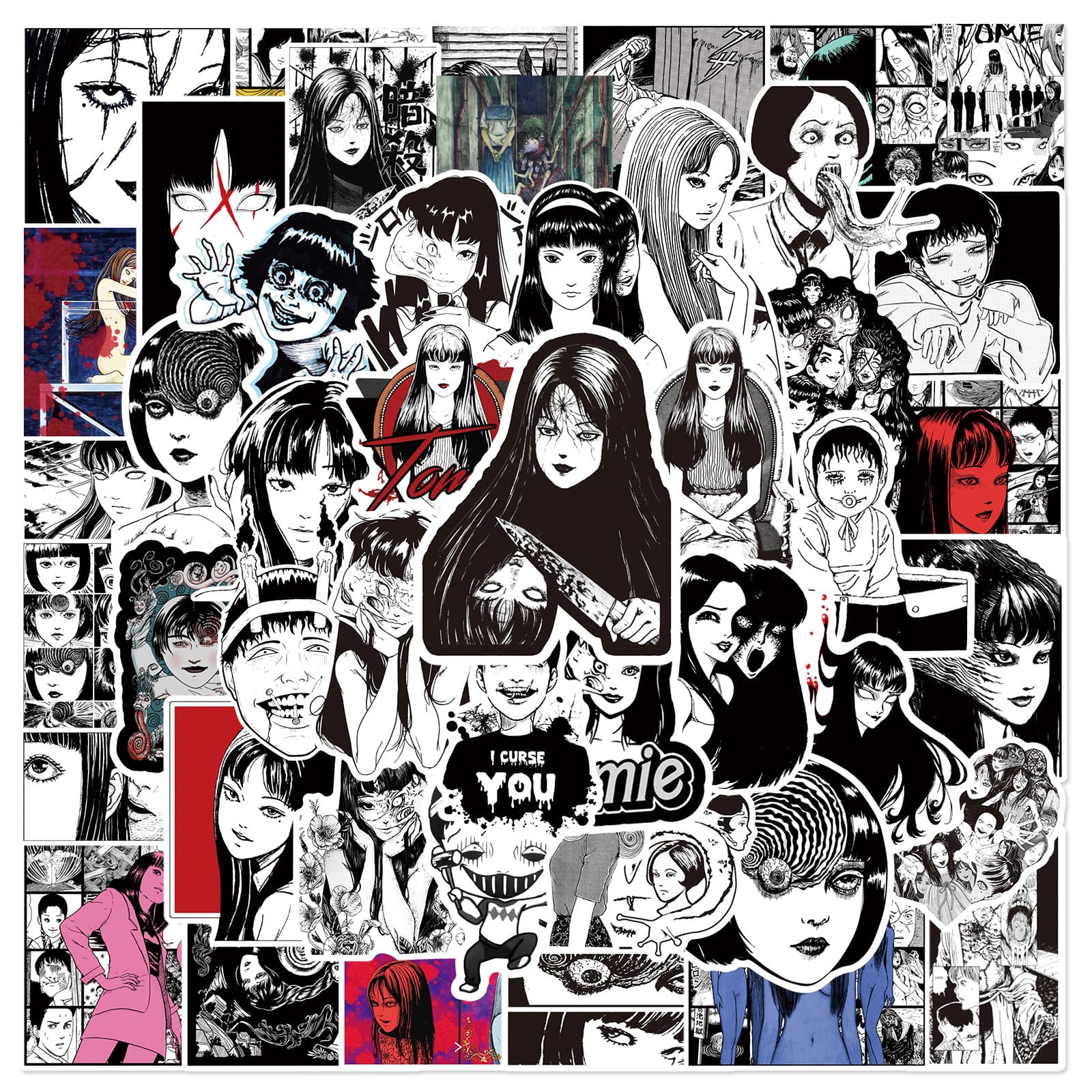 50 pieces of scary Fujiang graffiti stickers for luggage, notebooks, water cups, mobile phone thermos cups, non-repeating decorative stickers