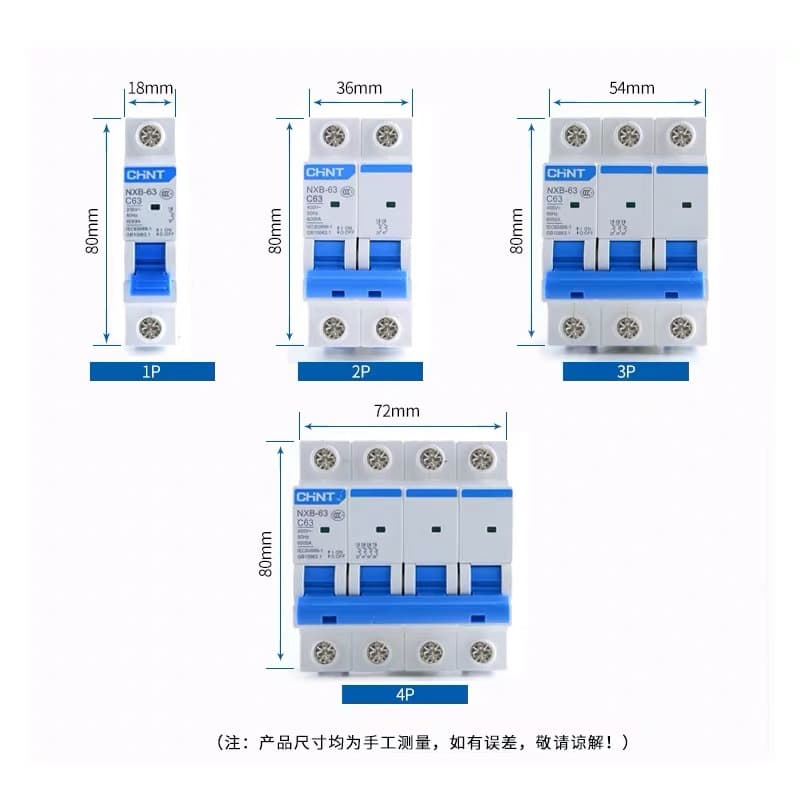 CHINT Air Switch NXB-63a for Home Use, 2P Mini Circuit Breaker, 1P Air Conditioning Main Switch, 3P 4P 10A32
