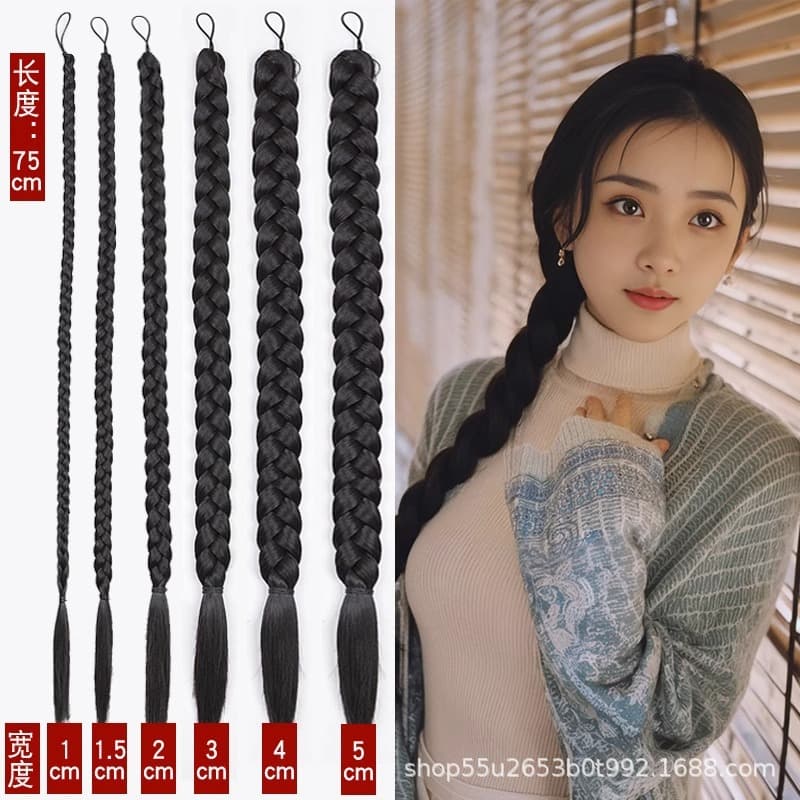 Braided Wig Ponytail for Square Dance, Long Thick Braid, Red Army Style, Republic Era Short Braid, Women and Children Dance
