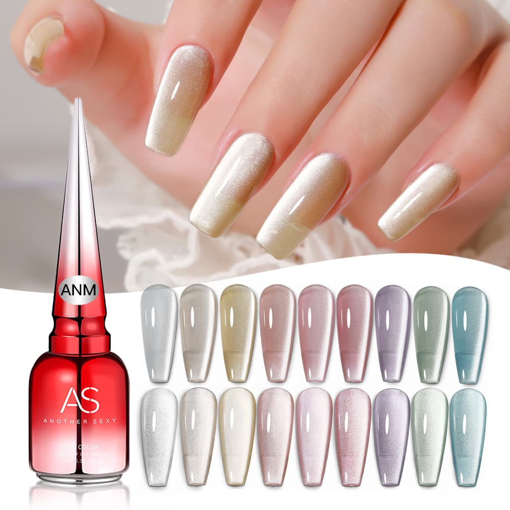 AS Porcelain White Cat Eye Gel, Sparkling Flash 2024 New Trend, Popular Whitening Nail Polish Gel, Porcelain White Crystal Cat Eye Nail Gel