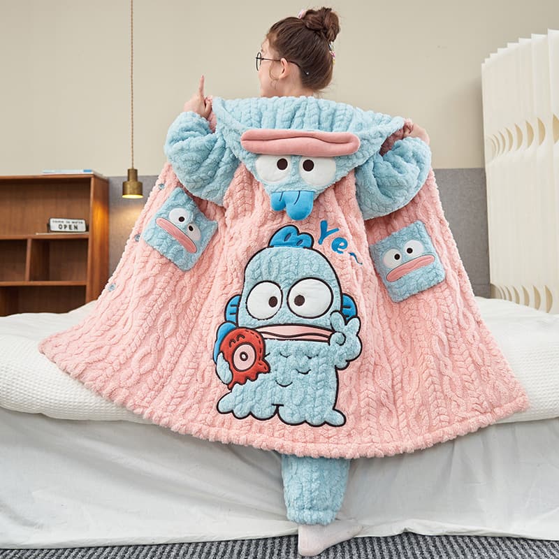 Girls' Pajamas Children's Bathrobe Coral Fleece Fall Winter Patrick Star Loungewear Girls Kids Parent-Child Bathrobe Set