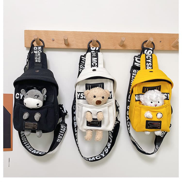 Kindergarten Canvas Kids Chest Bag 2024 New Style Boys Crossbody Bag Fashionable Gift Children's Bag Yellow