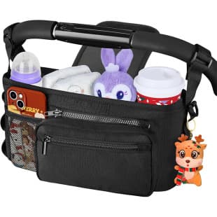 Stroller Storage Bag, Diaper and Bottle Organizer, Multifunctional Baby Cart Large-Capacity Hanging Diaper Bag with Cup Holder