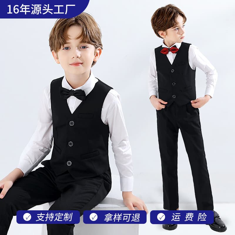 Children's Dress, Boy's Flower Girl Vest Suit, Piano Performance Suit, Boy's Suit, Small Host Suit