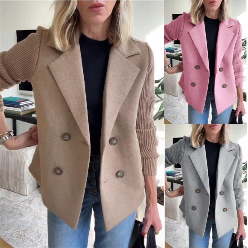 Amazon 2025 Spring New Arrival Cross-border European and American Foreign Trade Women's Fashionable and Elegant Wool Patchwork Coat