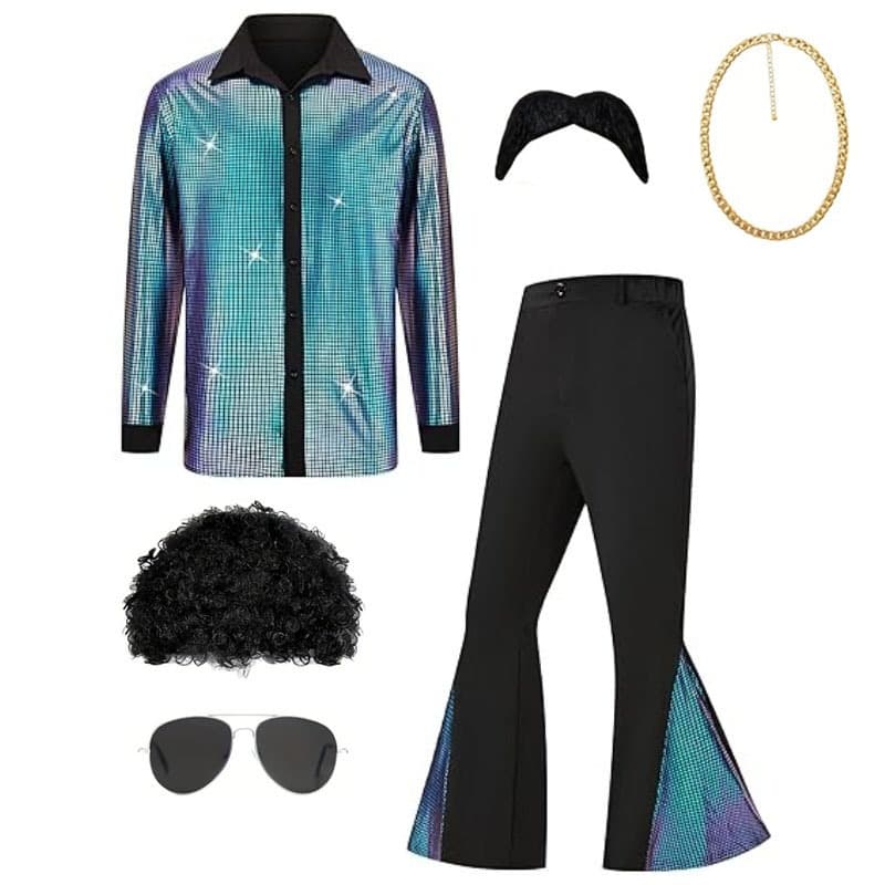 2025 spring new 70s men's classic casual retro glossy suit disco performance suit clothing