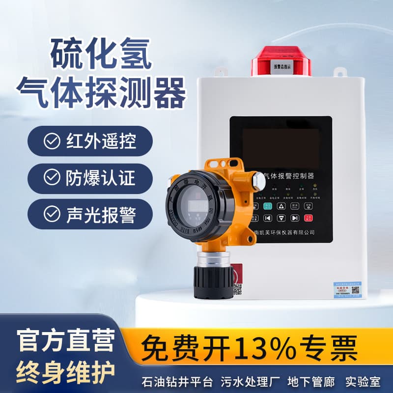 Hydrogen Sulfide Gas Concentration Alarm Detector H2S Fixed Industrial Explosion-Proof Leakage Monitoring Toxic and Hazardous